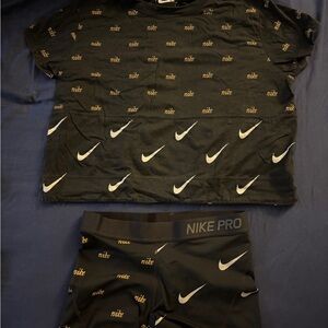 Nike Black Logo Tee and Shorts Set